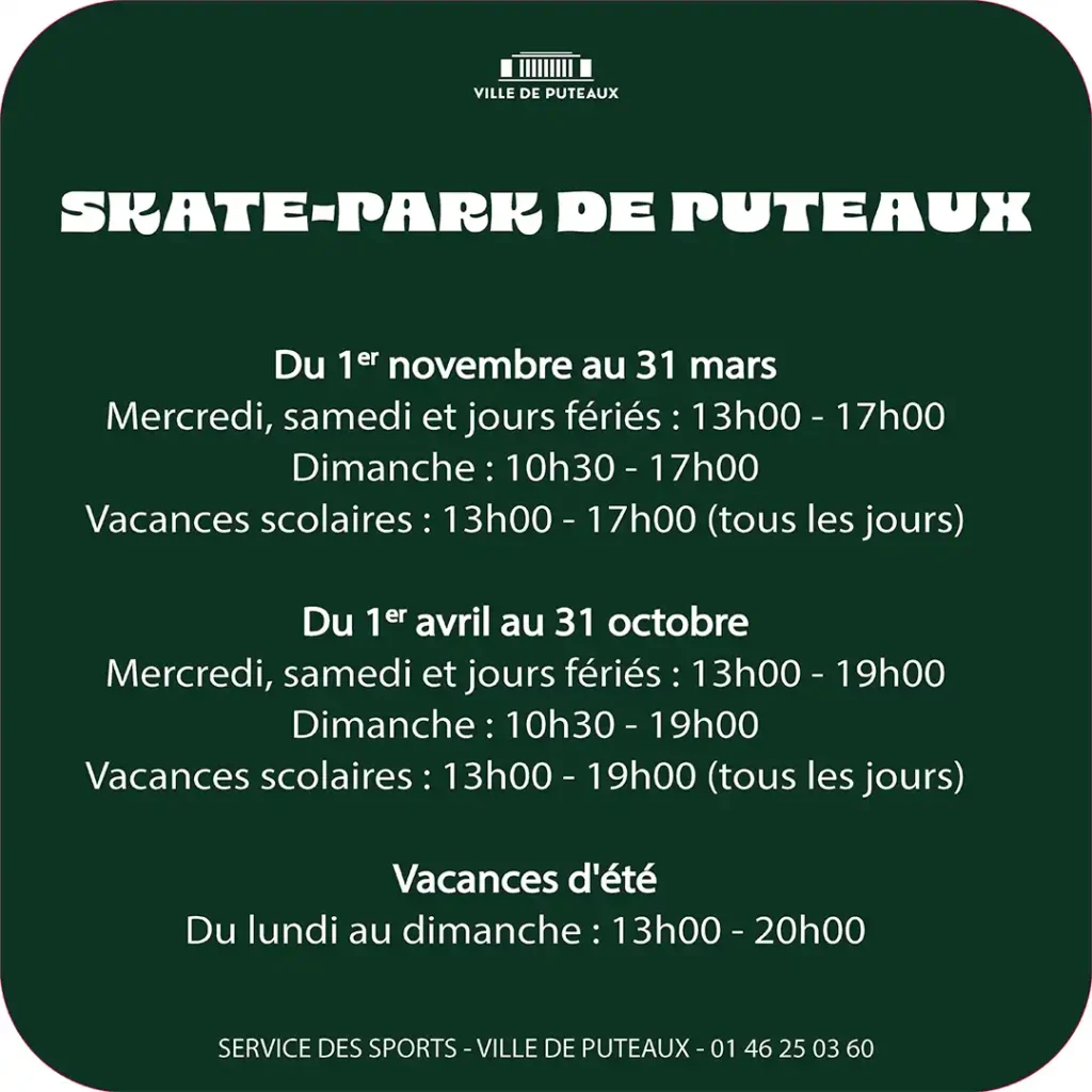 Horaire Skate parc